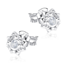 Pretty Flowers  With CZ Stone Silver Ear Stud STS-5135